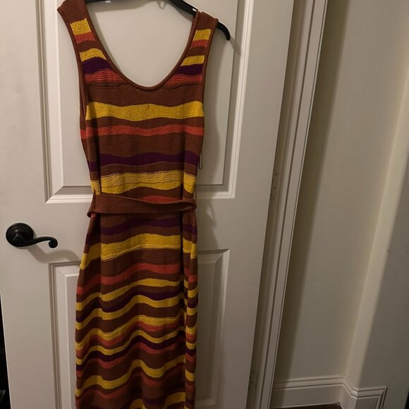 Worthington Striped Knit Tank Dress | Earth Tones | Size L - Picture 3 of 9